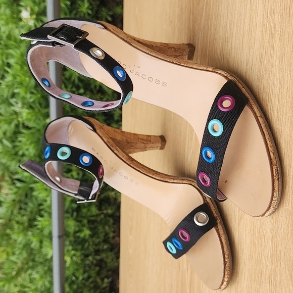 Marc Jacobs Multicolored Grommet Cork Sandal Heels Size 6 - Picture 1 of 13